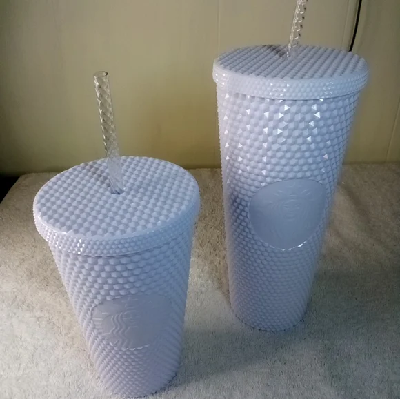 Starbucks Studded white bling Tumblrs - Picture 1 of 10
